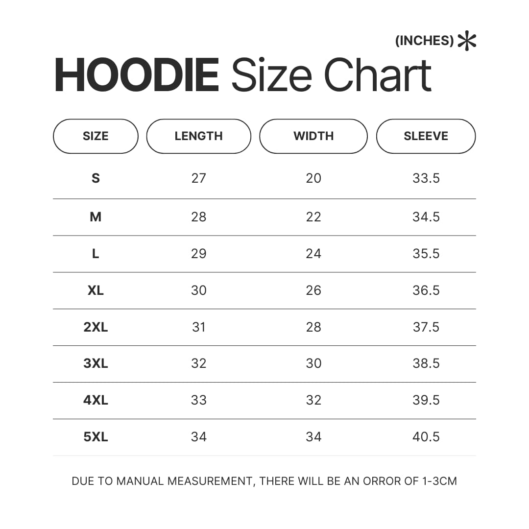 Hoodie Size Chart - Godzilla Merch