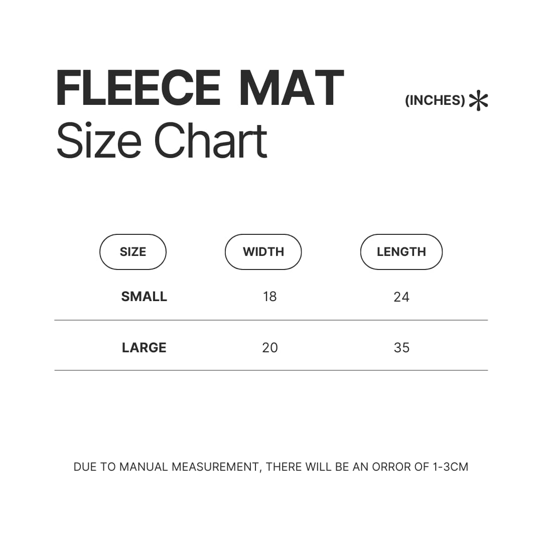 Fleece Mat Size Chart - Godzilla Merch