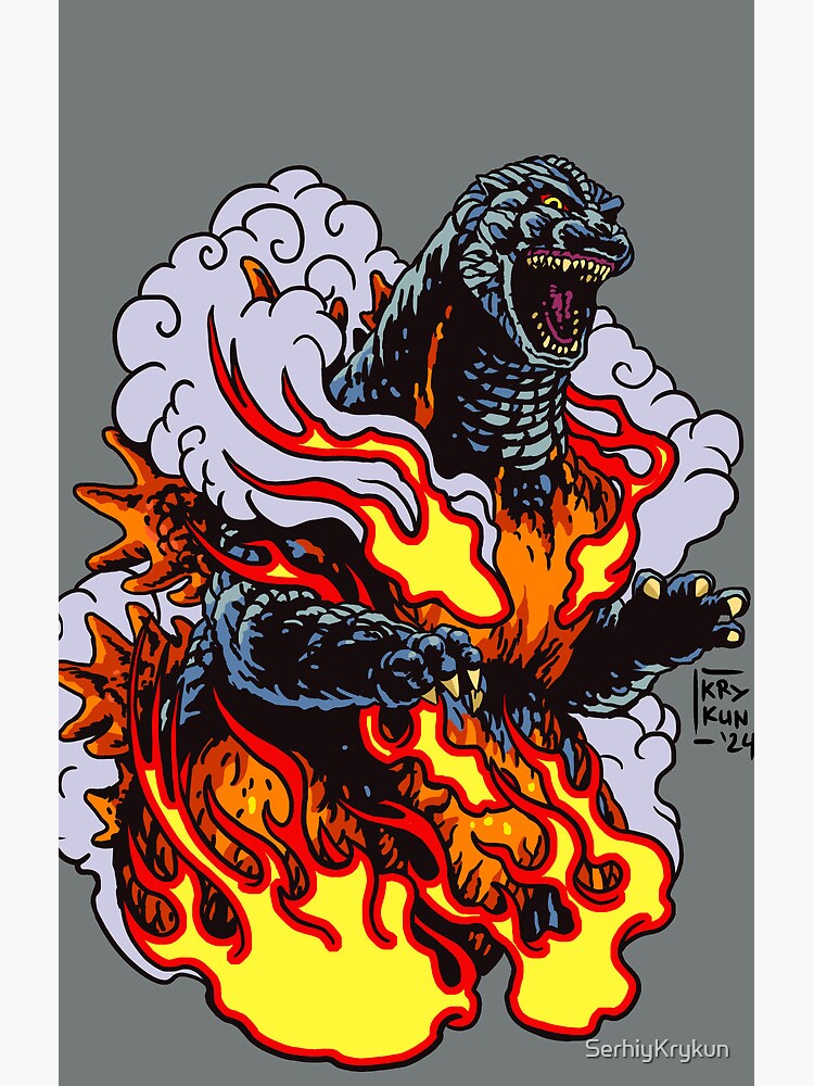 Burning Godzilla Inferno Kaiju Titan Shower Curtain - Image 2