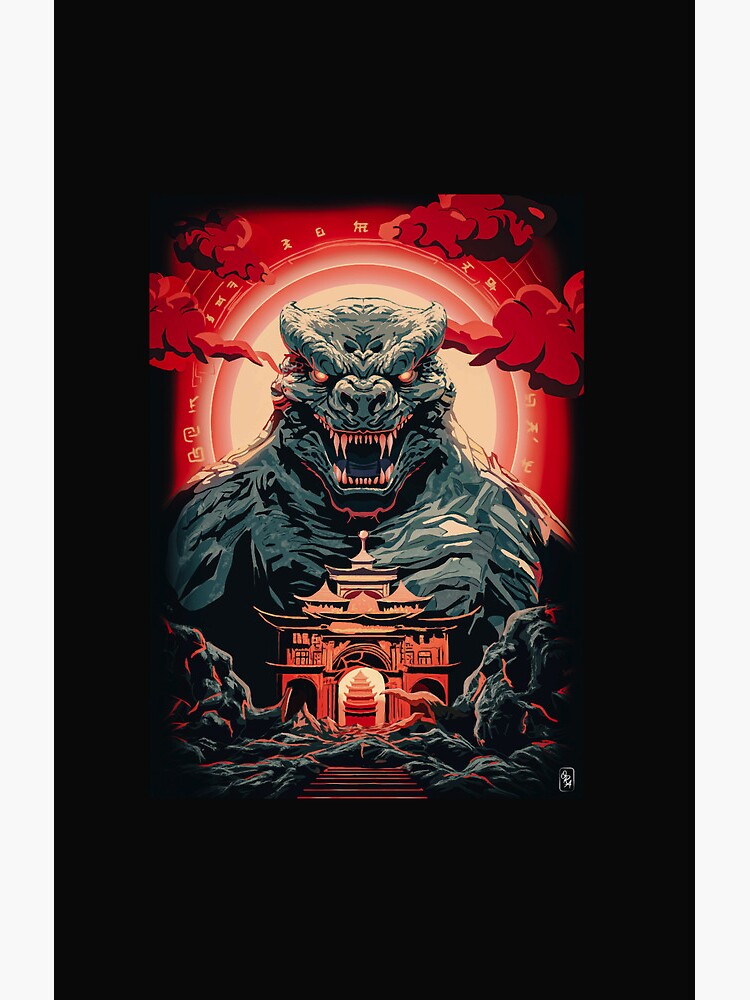 Cute Godzilla Kawaii Kaiju Style Shower Curtain - Image 2