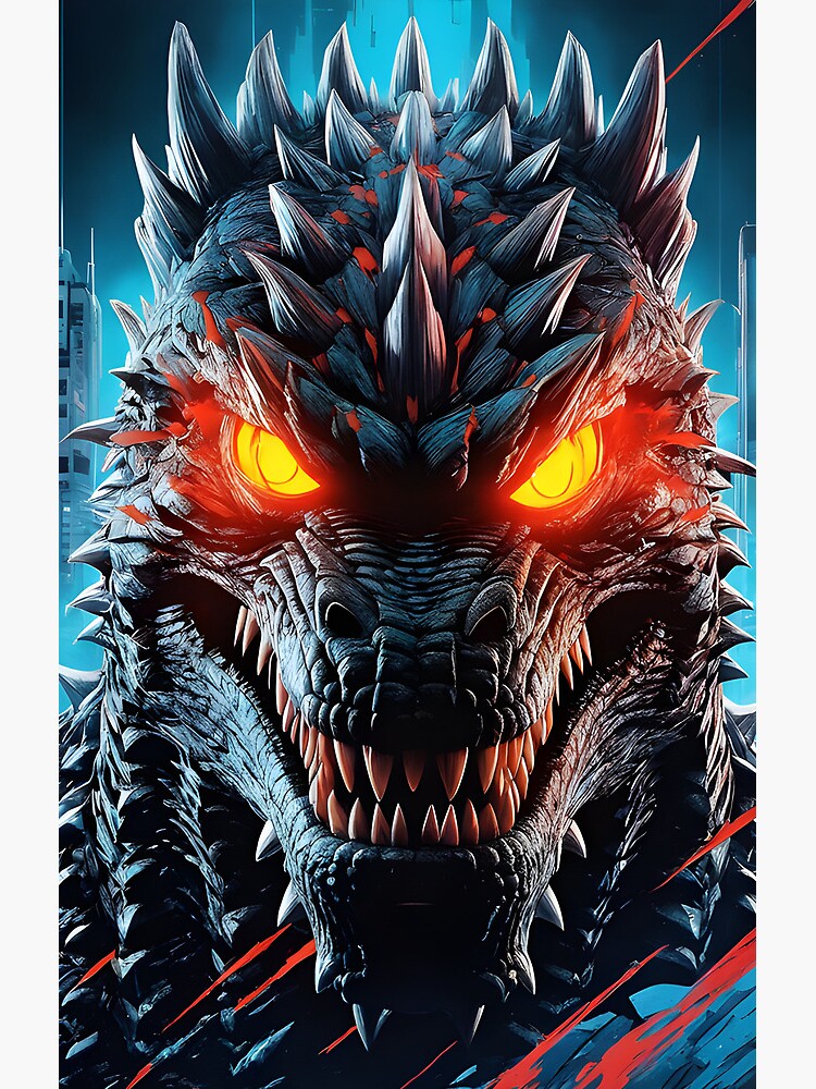 Godzilla Angry Glowing Eyes Rage Titan Shower Curtain - Image 2