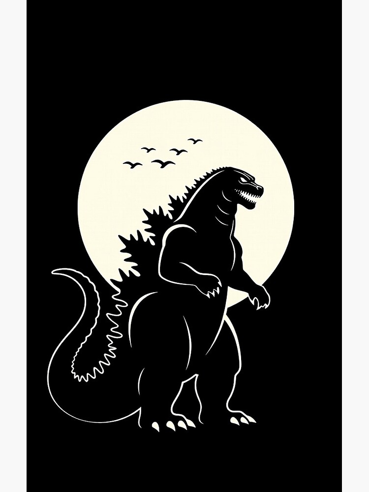 Godzilla Moon Silhouette Minimalist Japandi Shower Curtain - Image 2