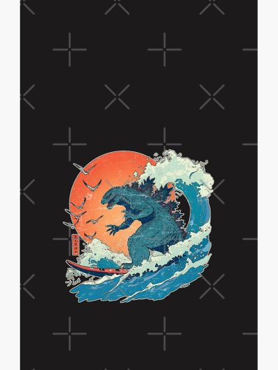 Alternative view of Godzilla Surfing Great Wave Hokusai Parody Shower Curtain