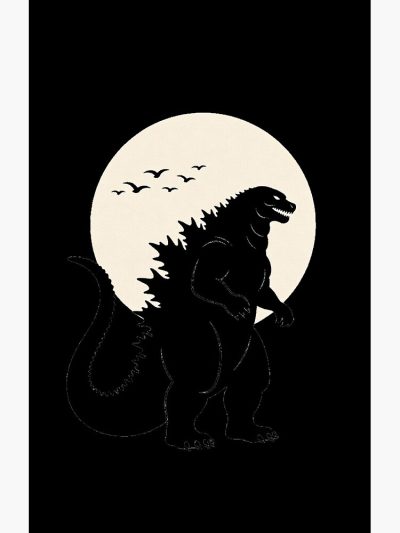 Alternative view of Godzilla Japandi Moon Minimalist Kaiju Shower Curtain