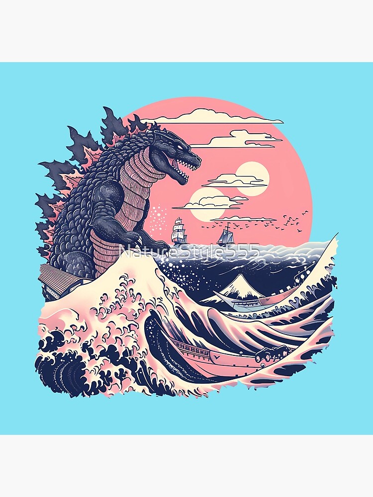 Godzilla Great Wave Ocean Kaiju Art Tapestry - Image 2