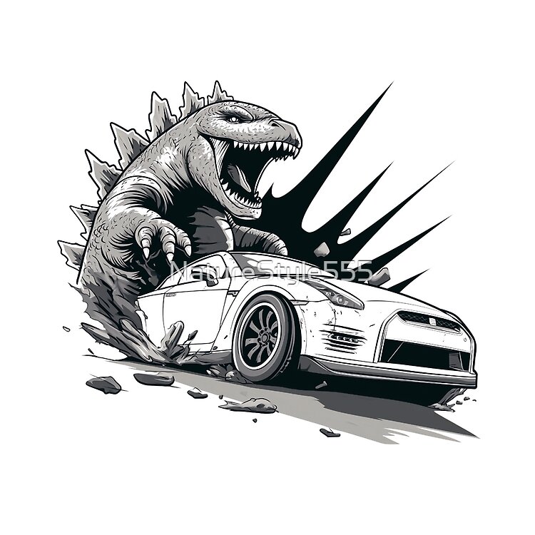 Kaiju Monster Vs Car Destruction Chaos Tote Bag - Image 2