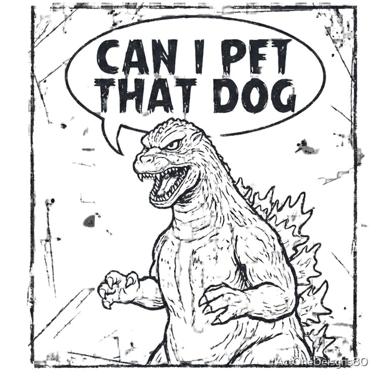 Godzilla Can I Pet That Dog Funny Kaiju Tote Bag - Image 2