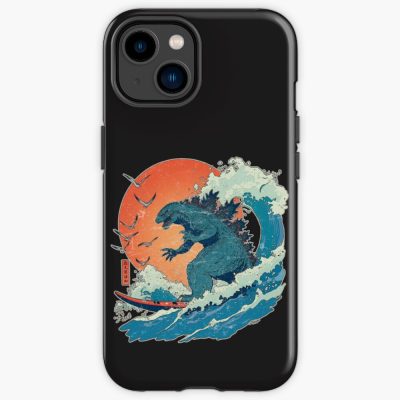 Godzilla Surfing Great Wave Hokusai Parody Iphone Case