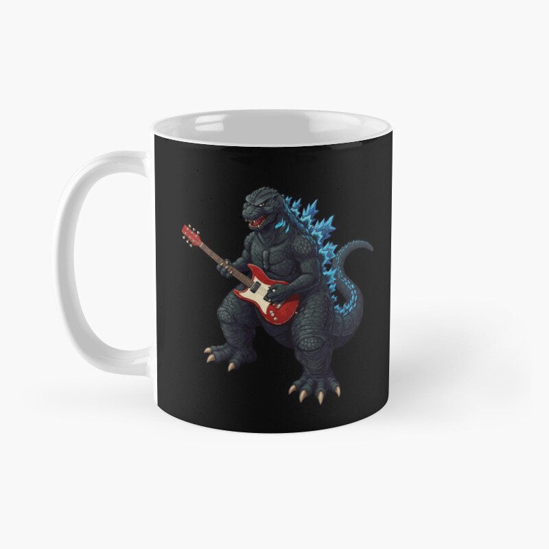 Godzilla Electric Guitar Vintage Rock Kaiju Mug - Image 2