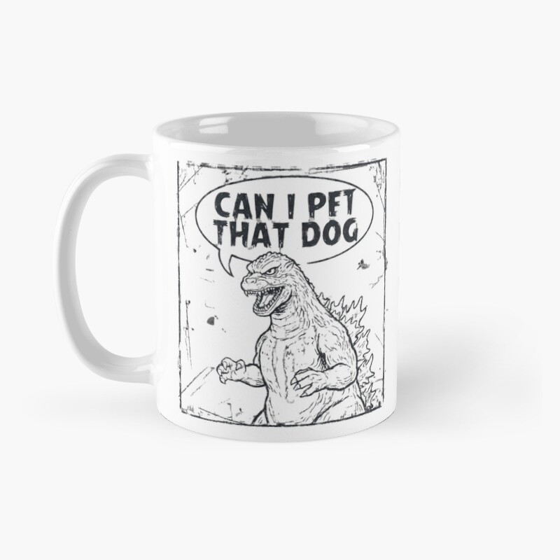 Godzilla Can I Pet That Dog Funny Kaiju Mug - Image 2