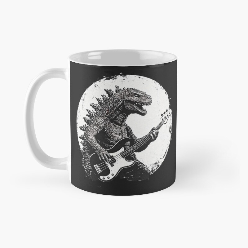 Godzilla Bass Guitar Rock Kaiju Music Mug - Image 2