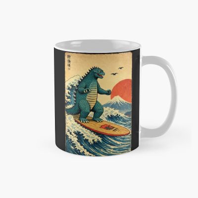 Godzilla Surfing Great Wave Hokusai Kaiju Mug