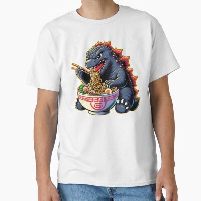 Alternative view of Cute Godzilla Ramen Kawaii Kaiju T-shirt