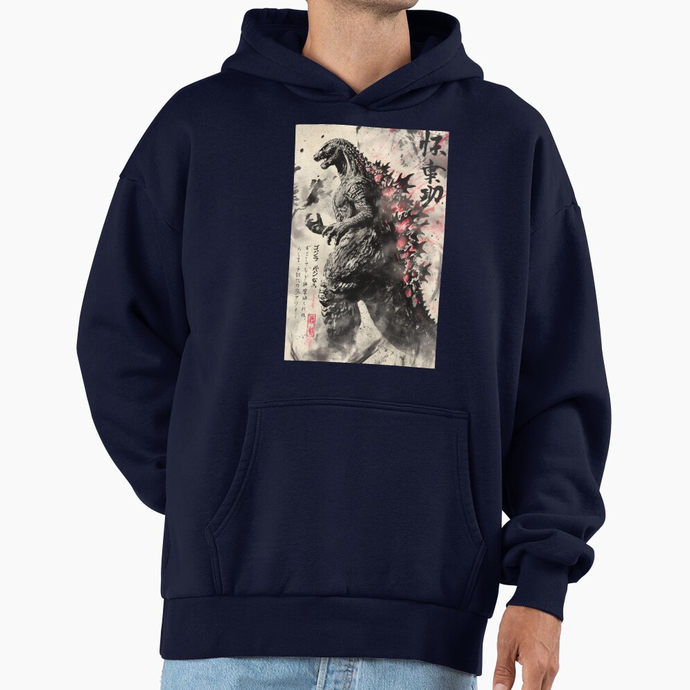 Godzilla Sumi-e Ink Kaiju Art Hoodie - Image 5