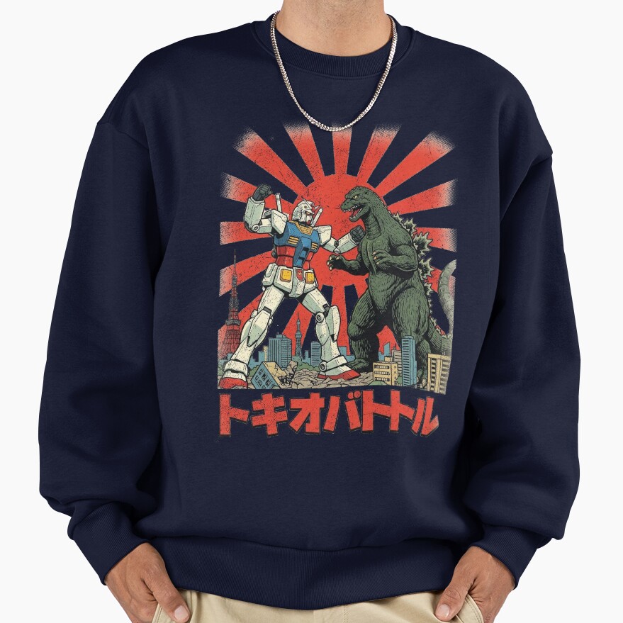Gundam Vs Godzilla Epic Mecha Kaiju Battle Sweatshirt - Image 5