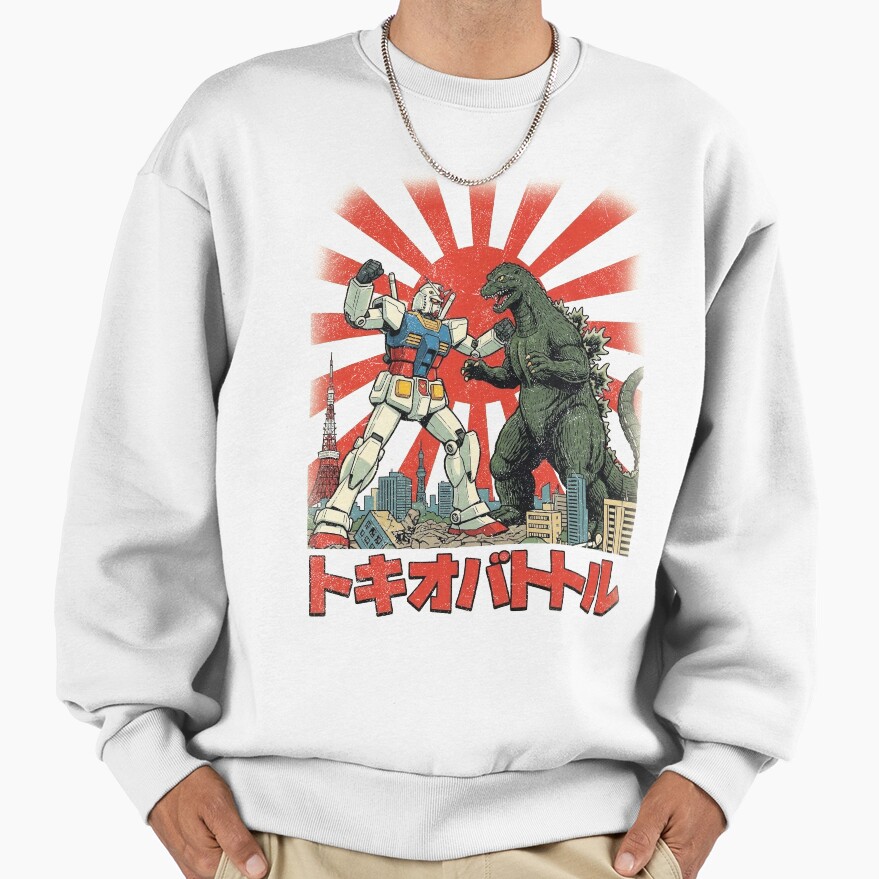 Gundam Vs Godzilla Epic Mecha Kaiju Battle Sweatshirt - Image 2