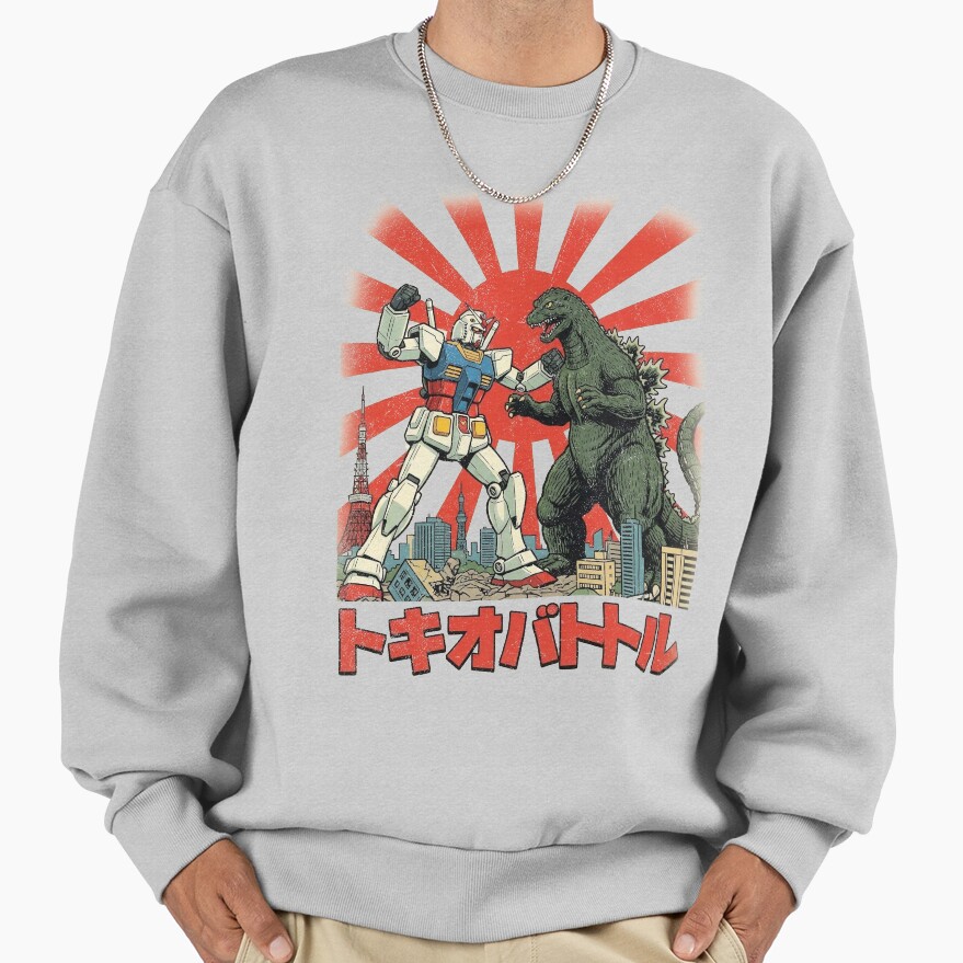 Gundam Vs Godzilla Epic Mecha Kaiju Battle Sweatshirt