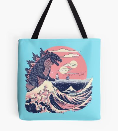 Godzilla Great Wave Ocean Kaiju Art Tote Bag
