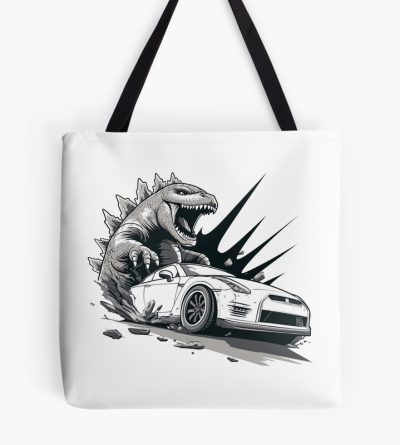 Kaiju Monster Vs Car Destruction Chaos Tote Bag