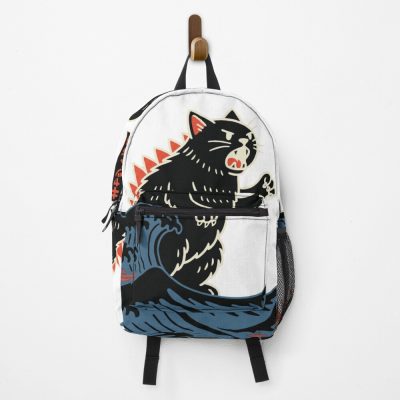 Catzilla Great Wave Kaiju Japanese Katakana Kyattojira Backpack