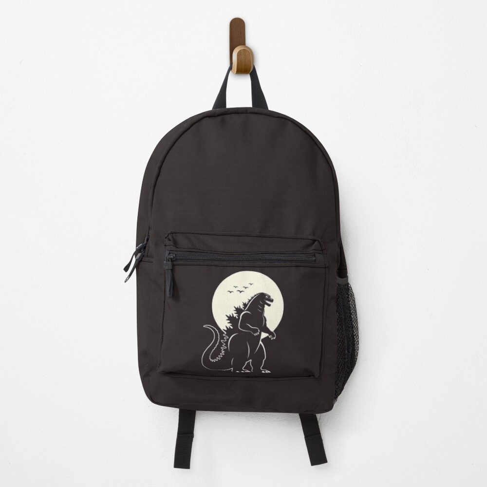 Godzilla Moon Silhouette Dark Minimalist Kaiju Backpack