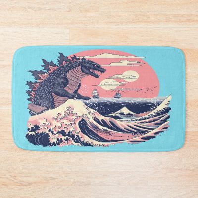 Godzilla Great Wave Ocean Kaiju Art Bath Mat