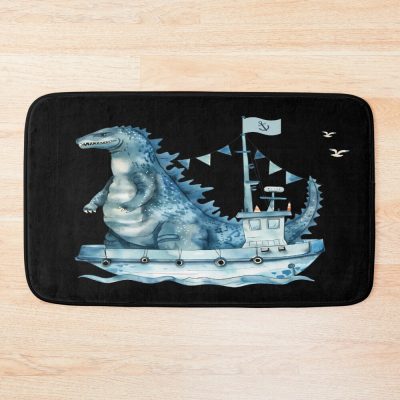 Kaiju Fishing Seaside Fun Monster Scene Bath Mat