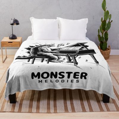 Monster Melodies Cute Kaiju Music Theme Throw Blanket