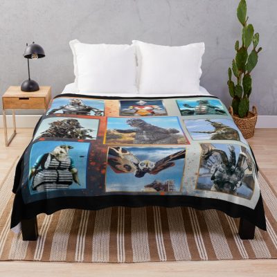 Godzilla Friends And Foes Retro Vintage Kaiju Throw Blanket
