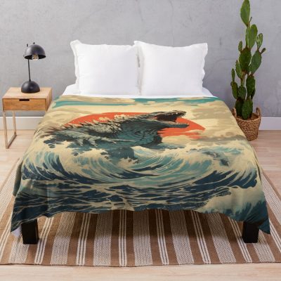 Raging Godzilla Ocean Fury Kaiju Titan Throw Blanket