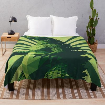 Greenzilla Eco Retro Kaiju Sustainable Throw Blanket