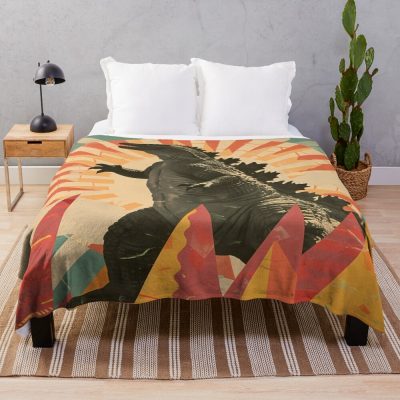 Retro Monster Pop Art Kaiju Style Throw Blanket