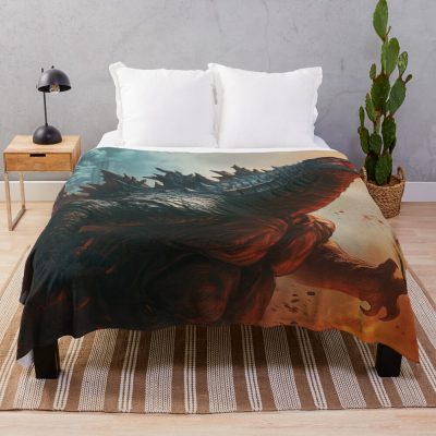 Godzilla King Painting Artistic Kaiju Titan Throw Blanket