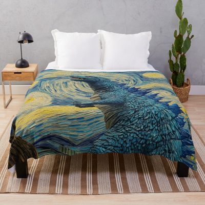 Godzilla Starry Night Artistic Kaiju Throw Blanket
