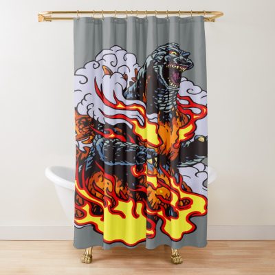 Burning Godzilla Inferno Kaiju Titan Shower Curtain