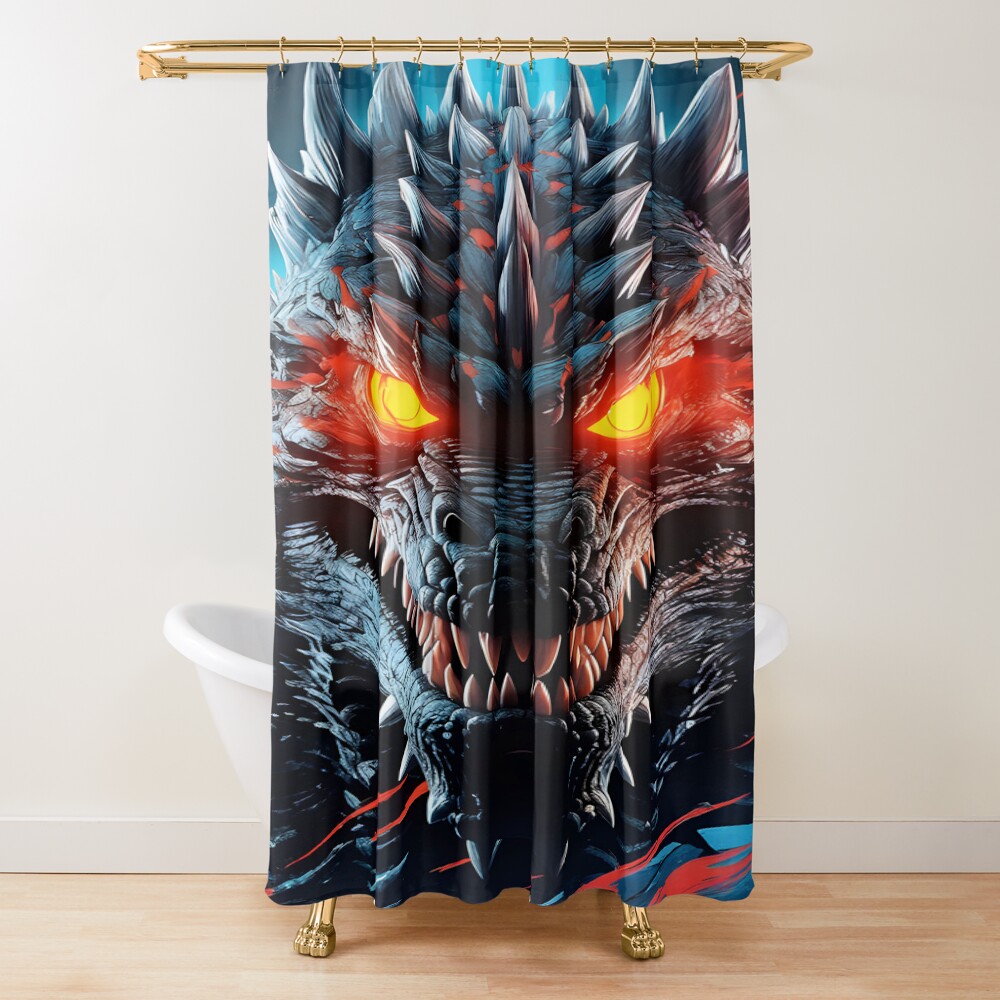 Godzilla Angry Glowing Eyes Rage Titan Shower Curtain