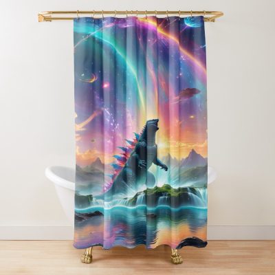 Cosmic Godzilla Galactic Space Kaiju Shower Curtain