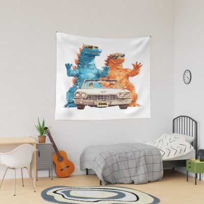 Roadtrip Monsters Adventure Kaiju Travel Tapestry