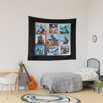 Godzilla Friends And Foes Retro Vintage Kaiju Tapestry