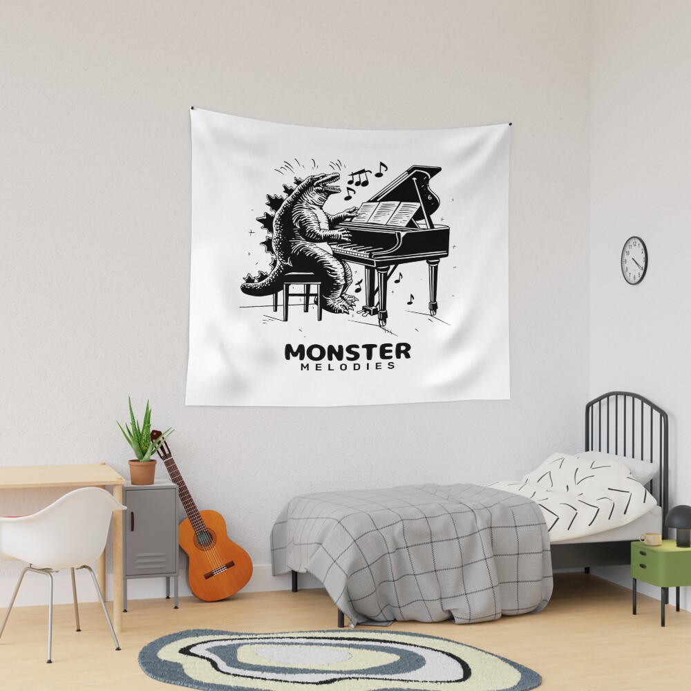 Monster Melodies Cute Kaiju Music Theme Tapestry