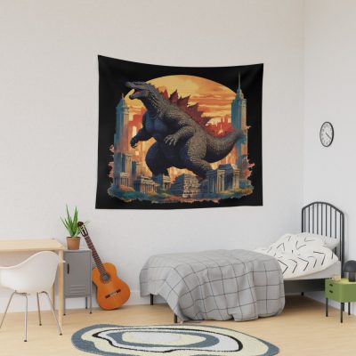 Godzilla City Rampage Urban Kaiju Tapestry