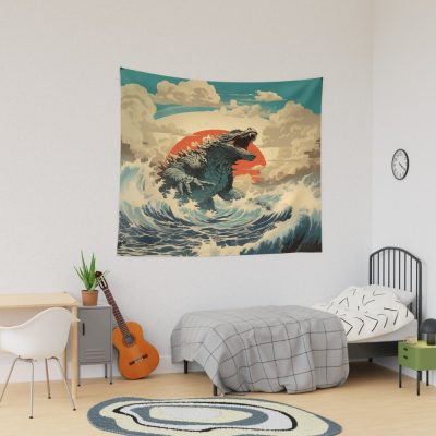 Raging Godzilla Ocean Fury Kaiju Titan Tapestry
