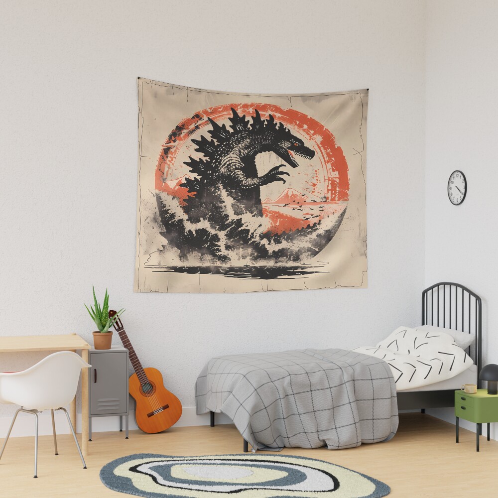 Pop Monster Culture Clash Kaiju Art Tapestry
