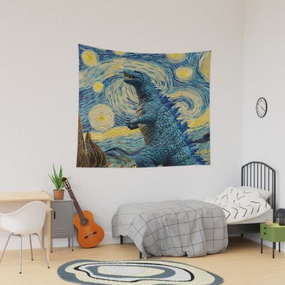 Godzilla Starry Night Artistic Kaiju Tapestry