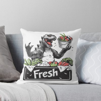 Farmzilla Funny Kaiju Farm Fresh Style Throw Pillow