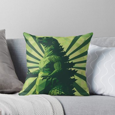 Greenzilla Eco Retro Kaiju Sustainable Throw Pillow