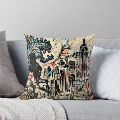 Godzilla Kaiju Destruction Beast Power Throw Pillow