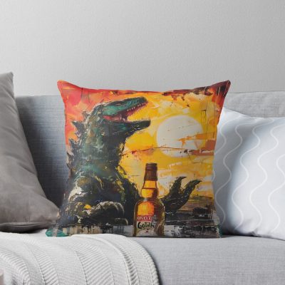 Monster Limoncello Funny Kaiju Summer Throw Pillow