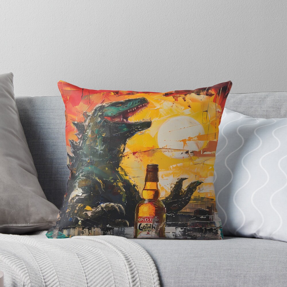 Monster Limoncello Funny Kaiju Summer Throw Pillow
