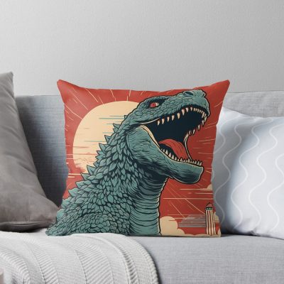 Monster King Supreme Kaiju Titan Throw Pillow